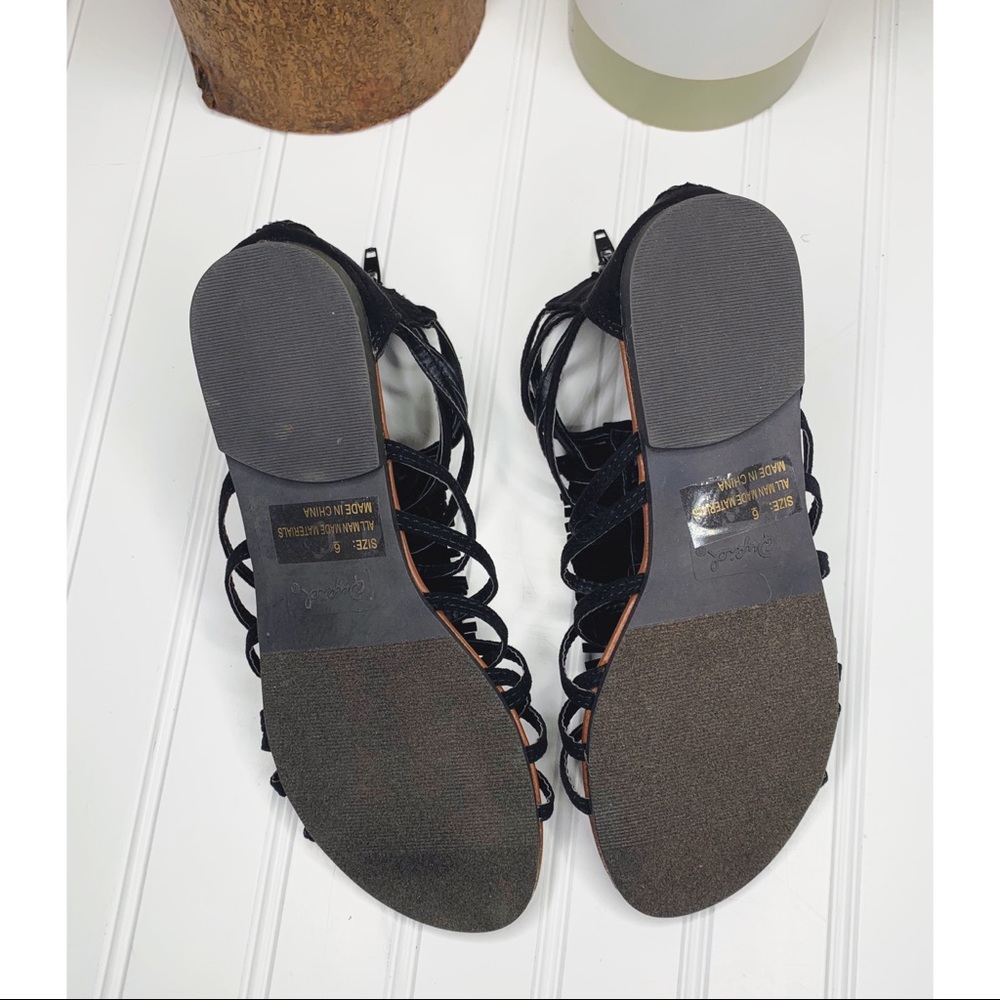 SEE NEW LISTING! Black Gladiator Sandals with Fringe Detailing - Picture 6 of 6